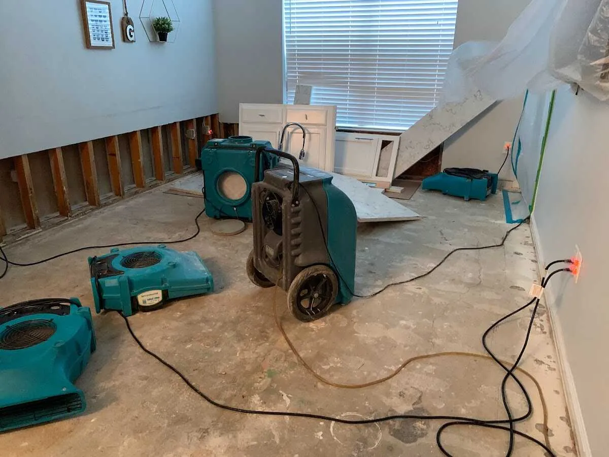 Dehumidifier in flood-cut room for Water Extraction & Removal in Asheville